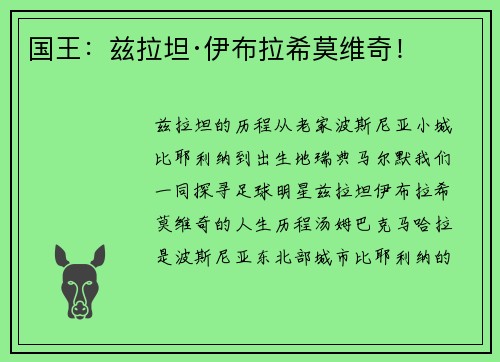 国王：兹拉坦·伊布拉希莫维奇！